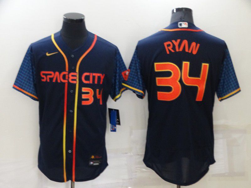 Men Houston Astros 34 Ryan Blue City Edition Elite Nike 2022 MLB Jerseys